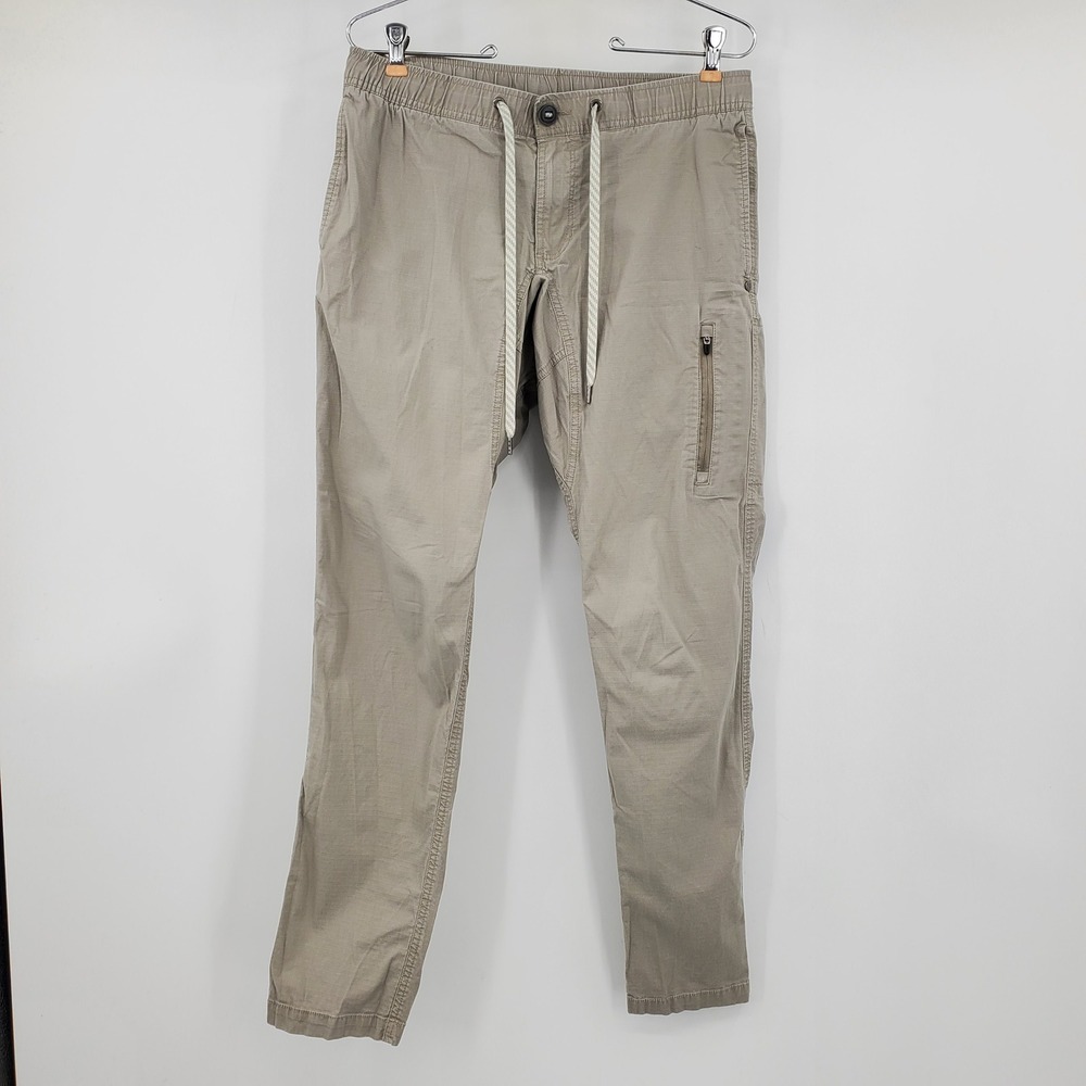 Vuori Ripstop Climber Pants Mens Medium Khaki Grey V412 Organic Cotton Stretch